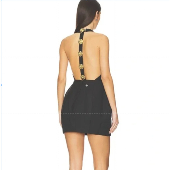 REVOLVE Atoir NWT Black Gold Tiffany Mini Dress Size 2 XS Luxury Birthday Unique - Picture 3 of 15